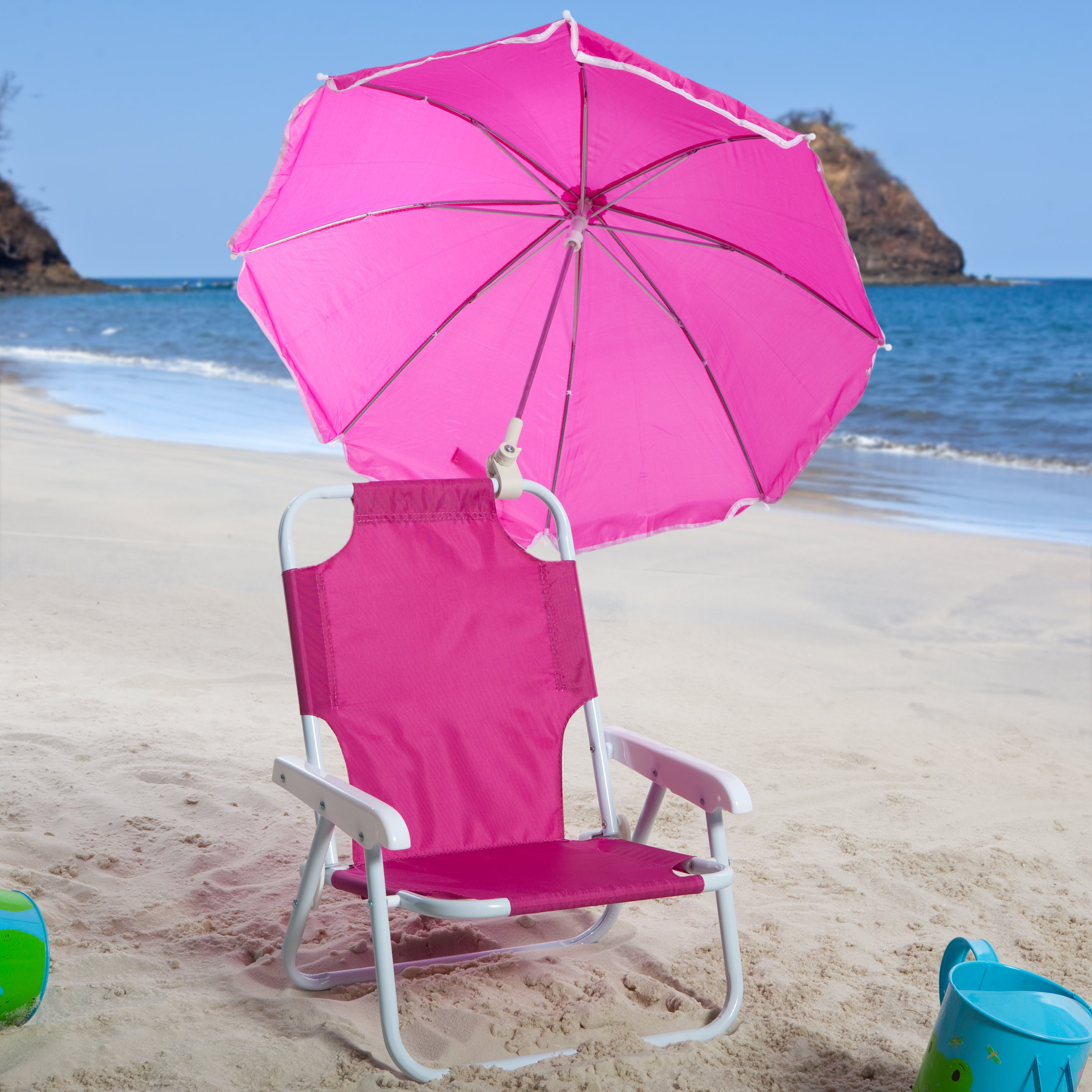 Beach Folding Chair with Sunshade for kids - Pink
